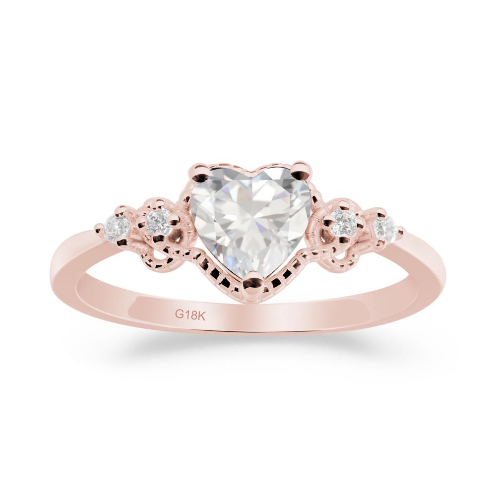 Cubic Zirconia Ring with Milgrain Halo - LUO Jewelry #metal_18k rose gold