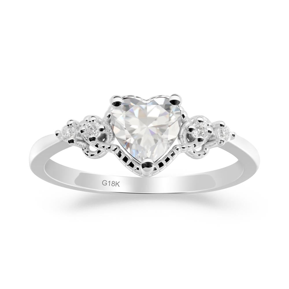 Cubic Zirconia Ring with Milgrain Halo - LUO Jewelry #metal_18k white gold