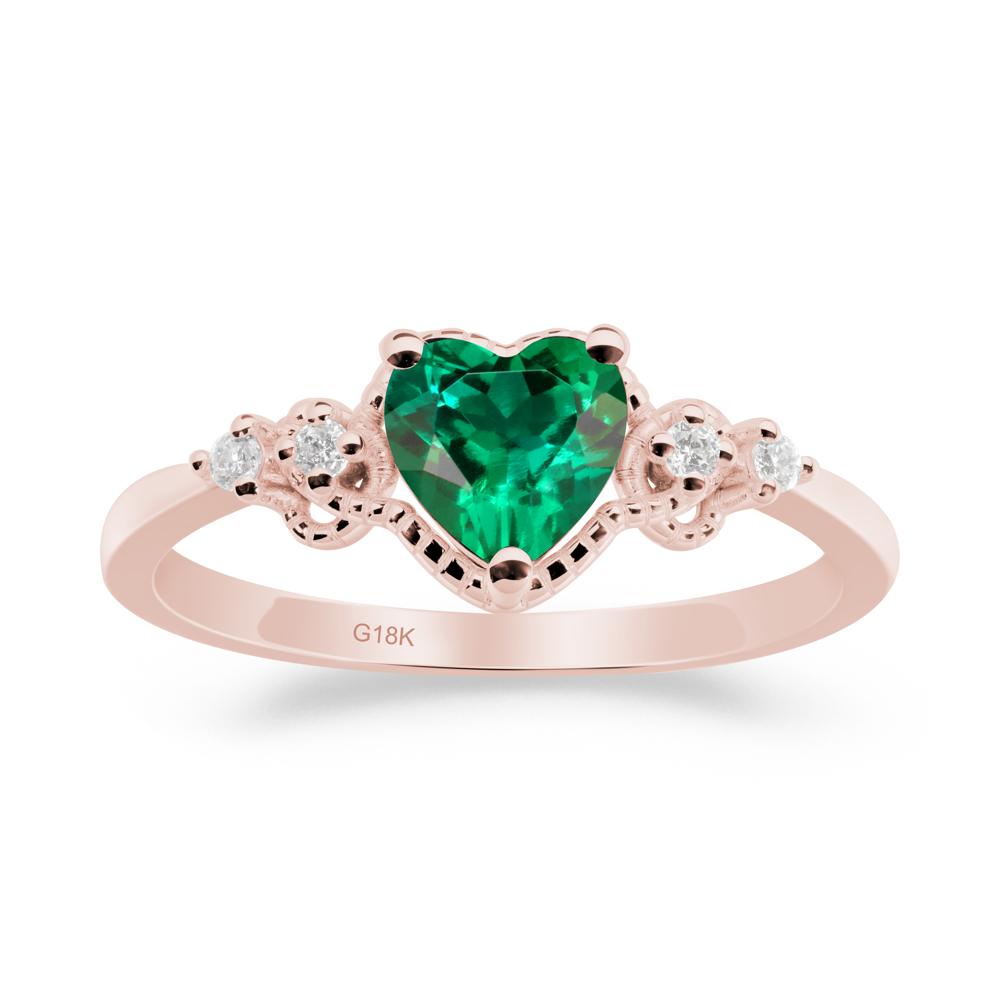 Emerald Ring with Milgrain Halo - LUO Jewelry #metal_18k rose gold