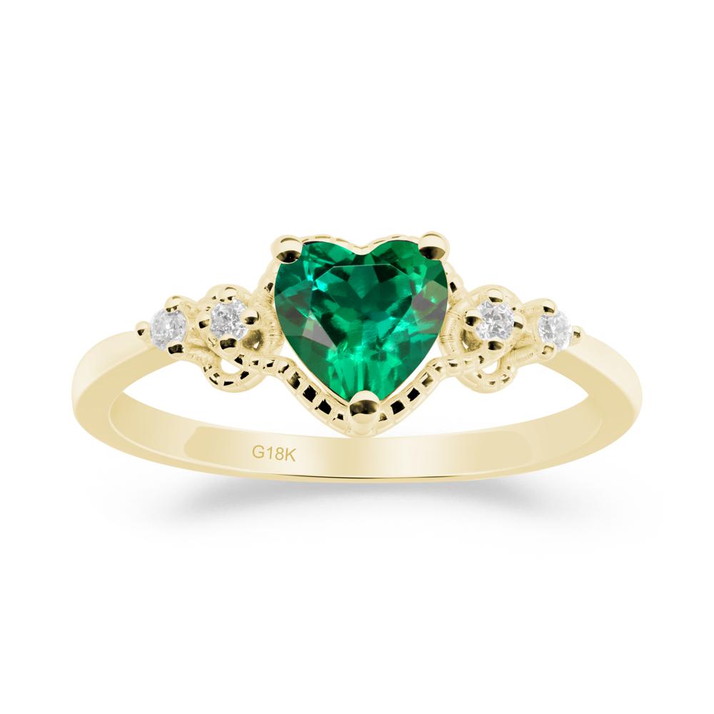 Emerald Ring with Milgrain Halo - LUO Jewelry #metal_18k yellow gold
