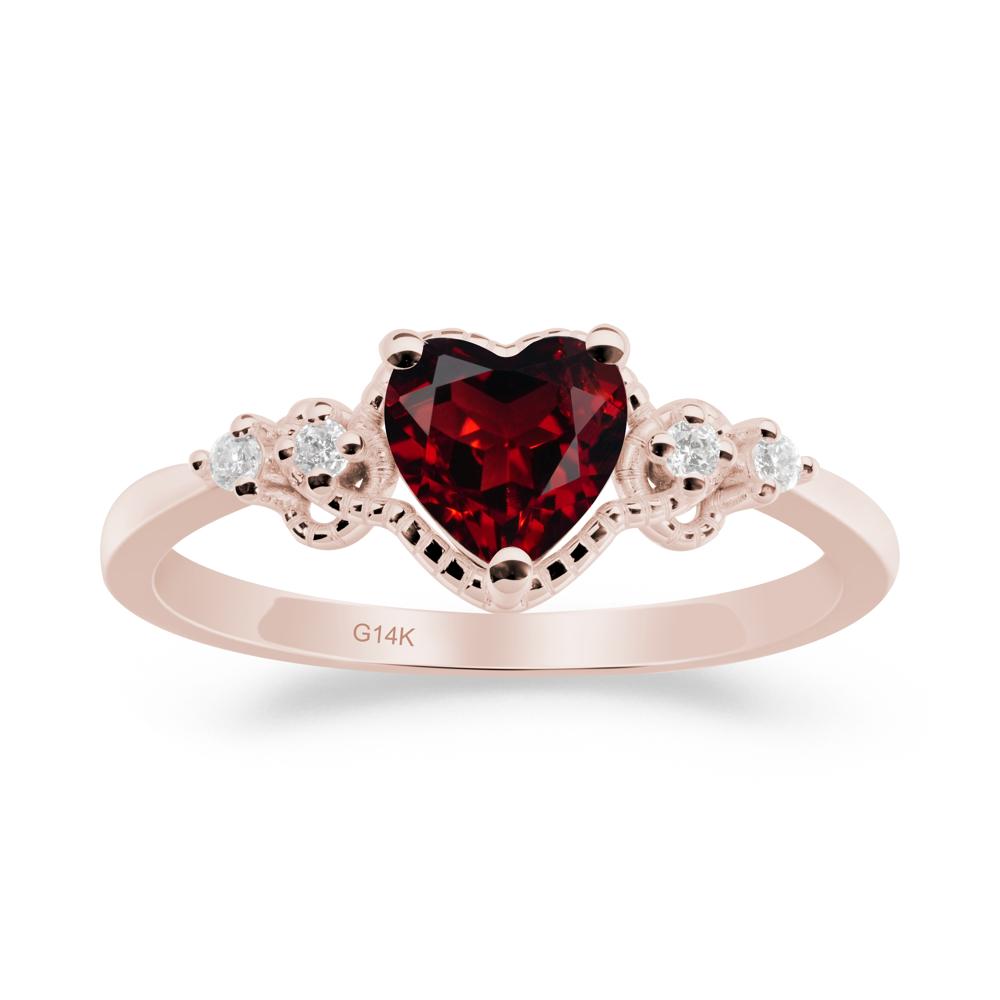 Garnet Ring with Milgrain Halo - LUO Jewelry #metal_14k rose gold
