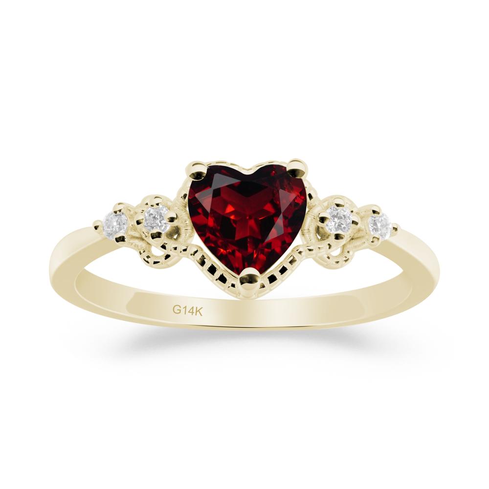 Garnet Ring with Milgrain Halo - LUO Jewelry #metal_14k yellow gold