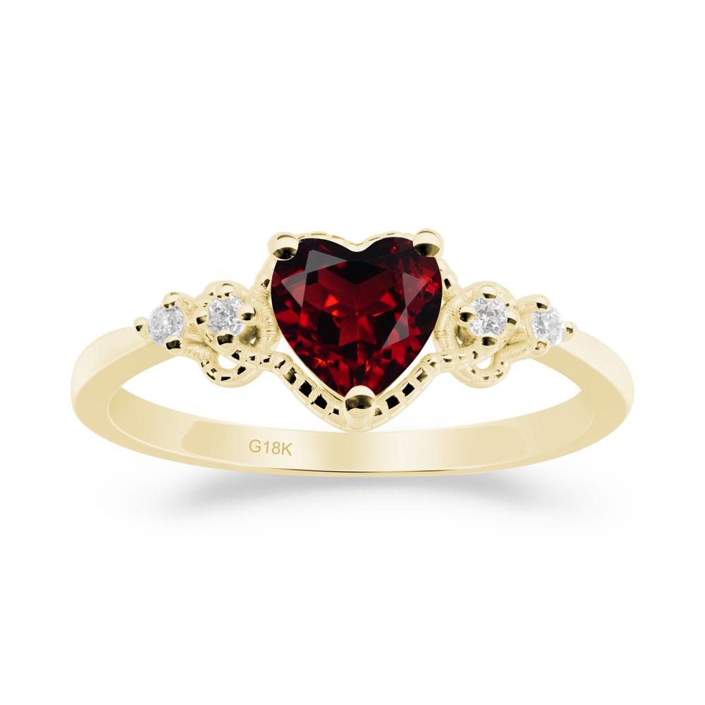 Garnet Ring with Milgrain Halo - LUO Jewelry #metal_18k yellow gold