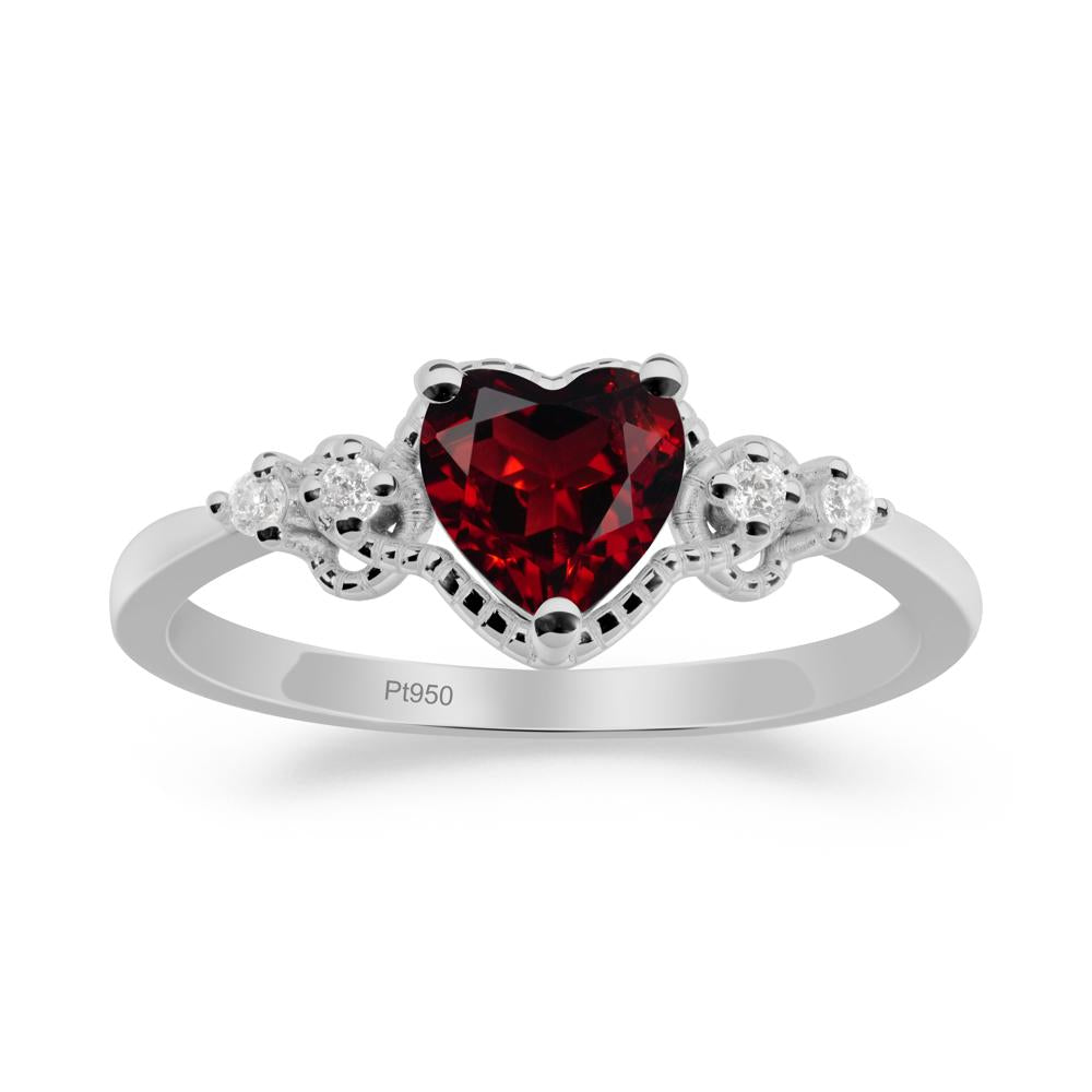 Garnet Ring with Milgrain Halo - LUO Jewelry #metal_platinum