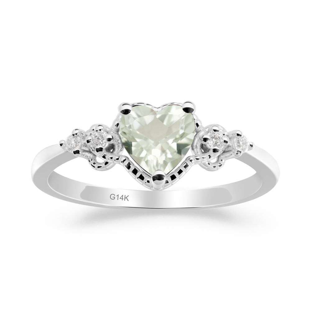 Creative Heart Shaped Green Amethyst Ring - LUO Jewelry #metal_14k white gold