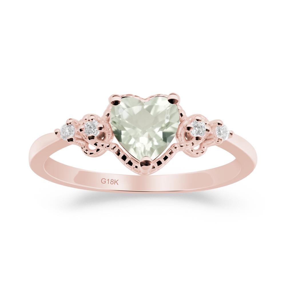Creative Heart Shaped Green Amethyst Ring - LUO Jewelry #metal_18k rose gold