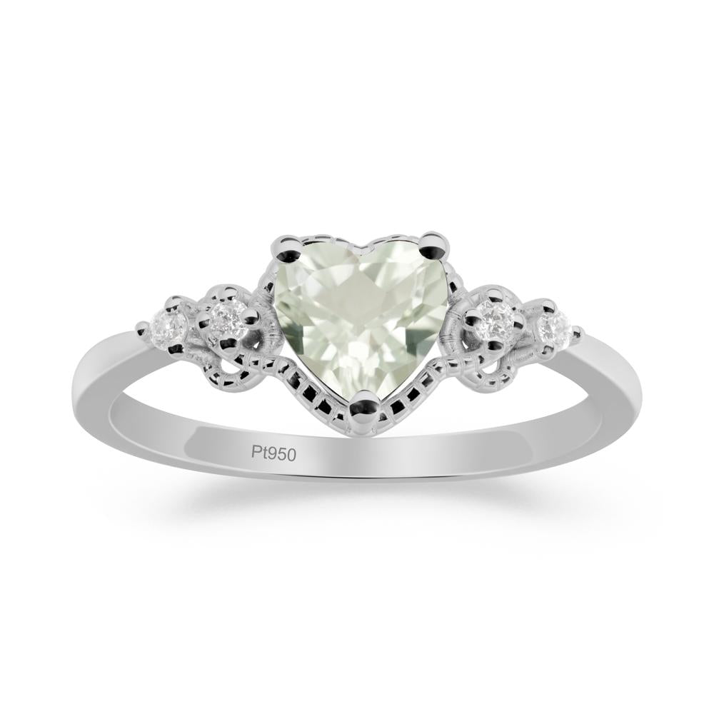 Creative Heart Shaped Green Amethyst Ring - LUO Jewelry #metal_platinum