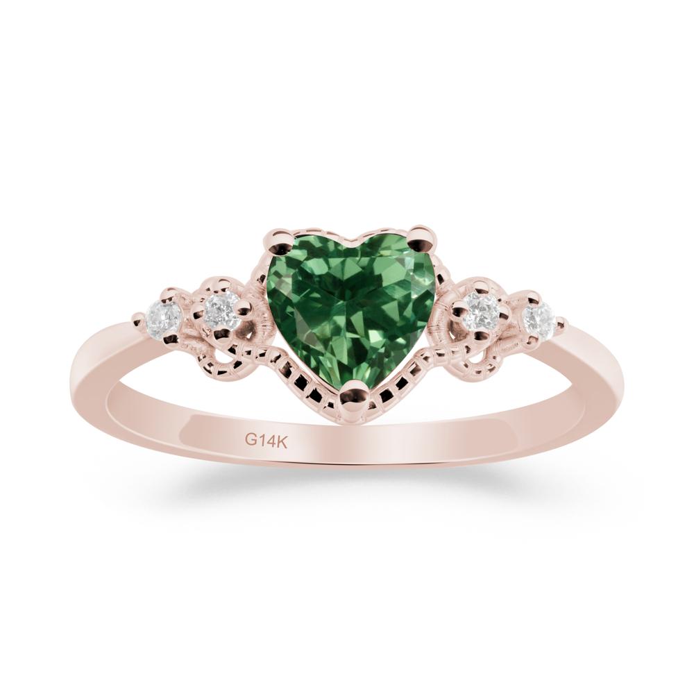 Creative Heart Shaped Green Sapphire Ring - LUO Jewelry #metal_14k rose gold