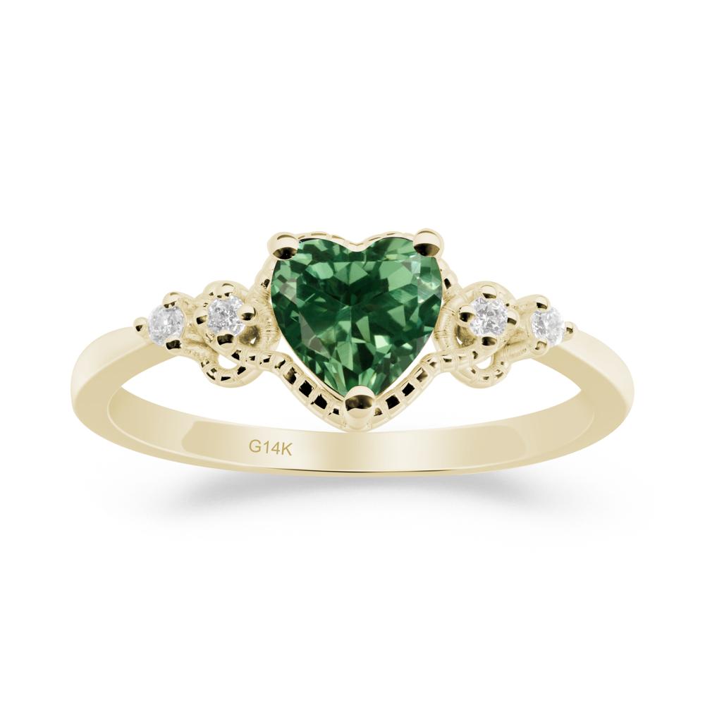 Creative Heart Shaped Green Sapphire Ring - LUO Jewelry #metal_14k yellow gold