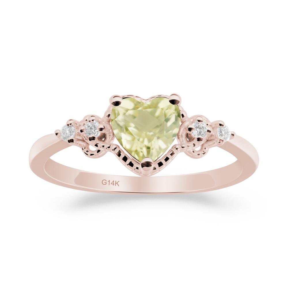 Lemon Quartz Ring with Milgrain Halo - LUO Jewelry #metal_14k rose gold