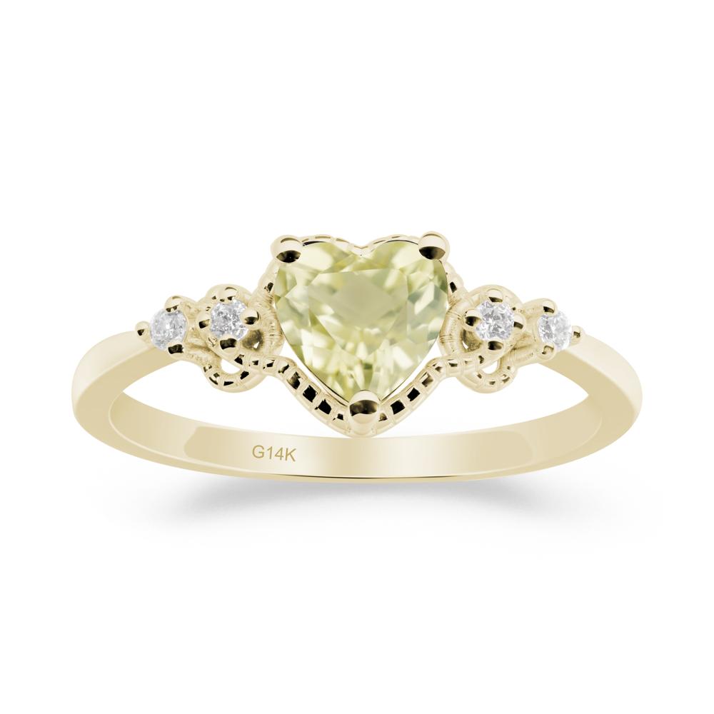 Lemon Quartz Ring with Milgrain Halo - LUO Jewelry #metal_14k yellow gold