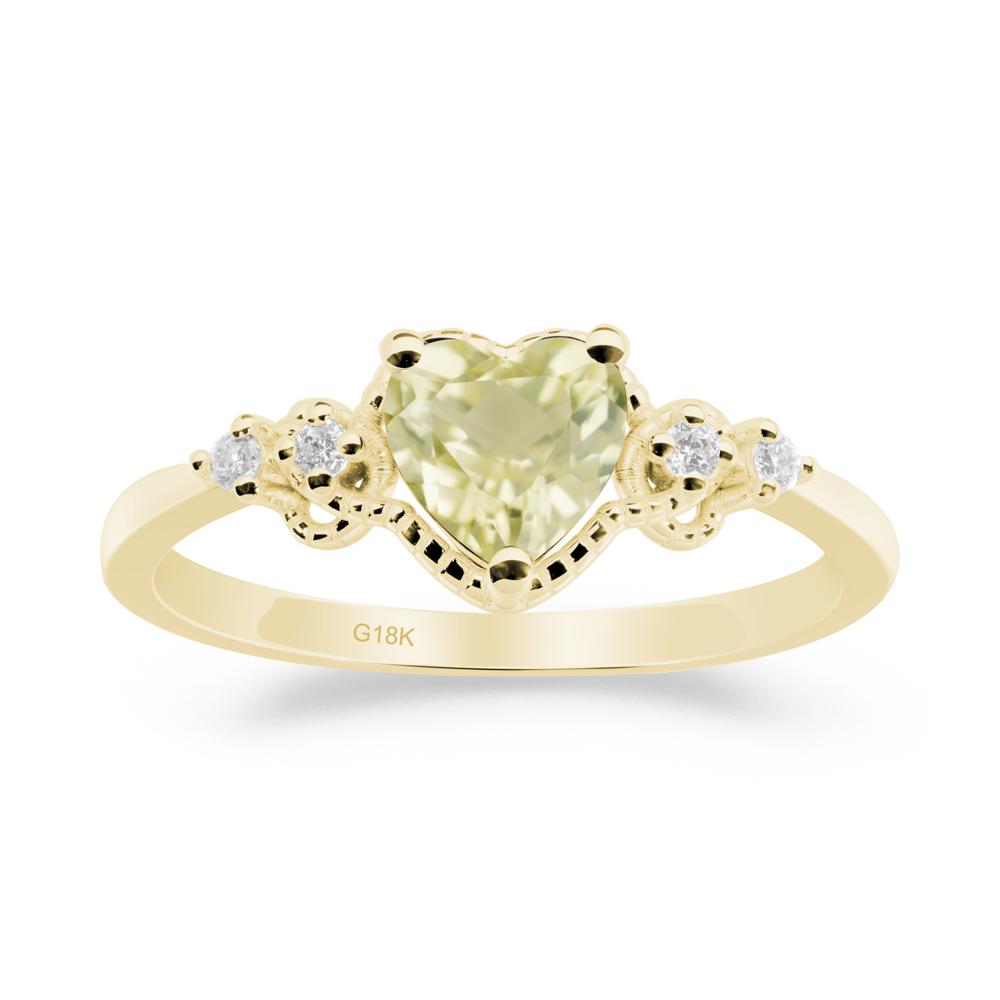 Lemon Quartz Ring with Milgrain Halo - LUO Jewelry #metal_18k yellow gold