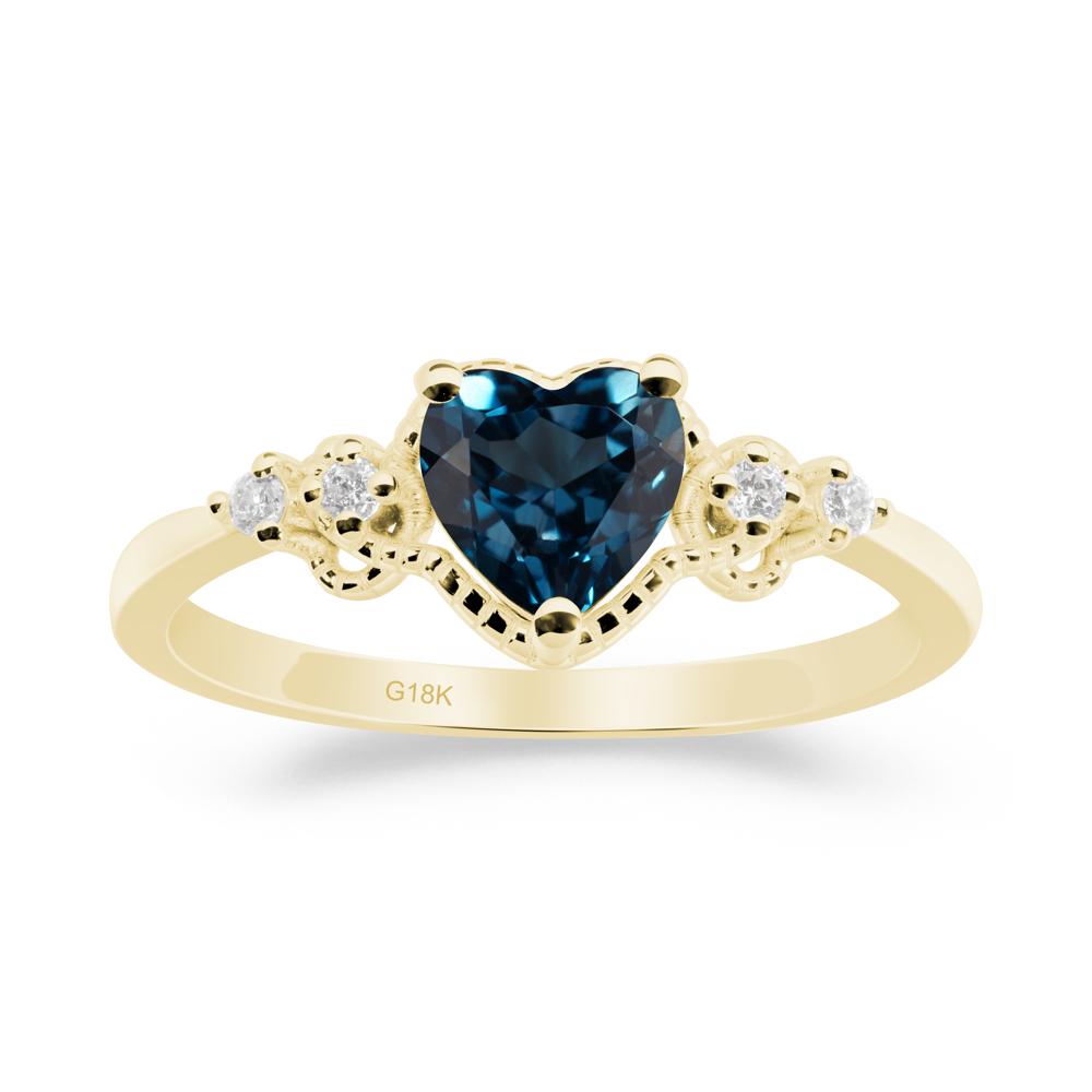 Creative Heart Shaped London Blue Topaz Ring - LUO Jewelry #metal_18k yellow gold