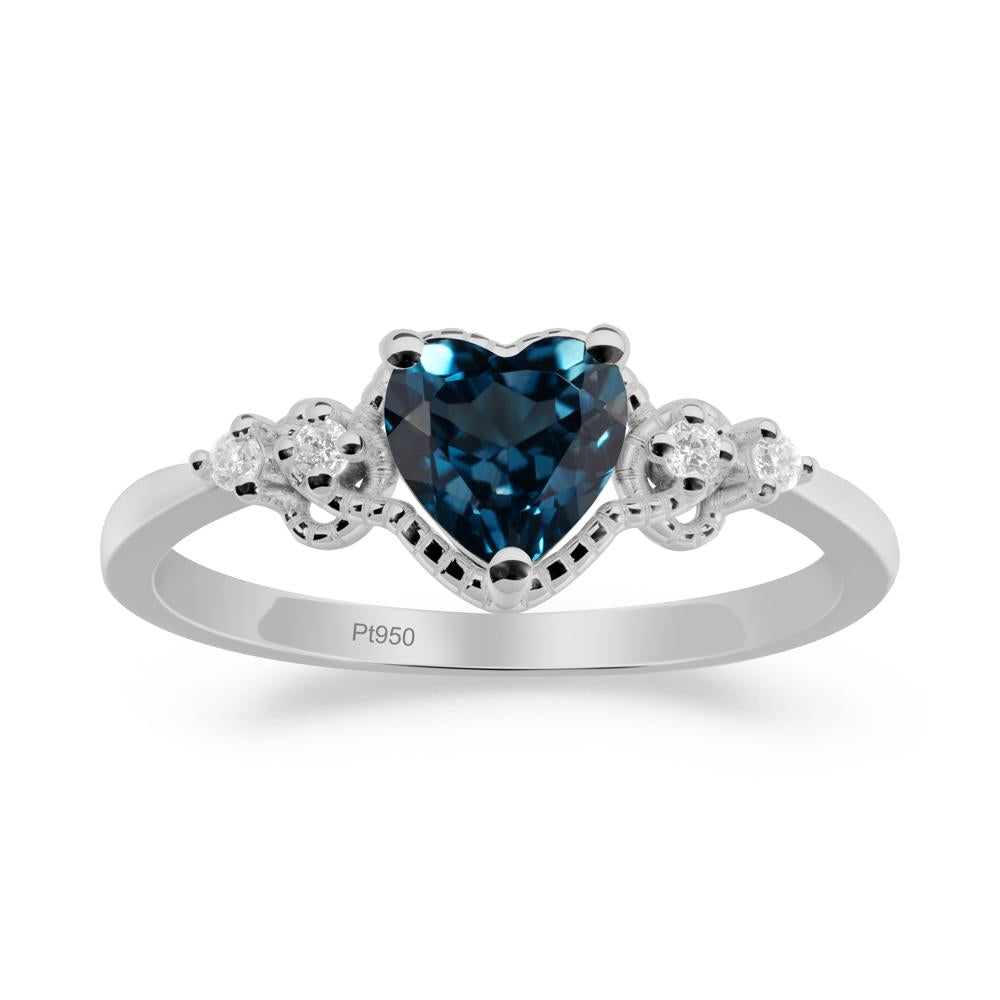 Creative Heart Shaped London Blue Topaz Ring - LUO Jewelry #metal_platinum
