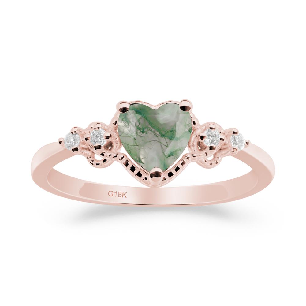 Creative Heart Shaped Moss Agate Ring - LUO Jewelry #metal_18k rose gold