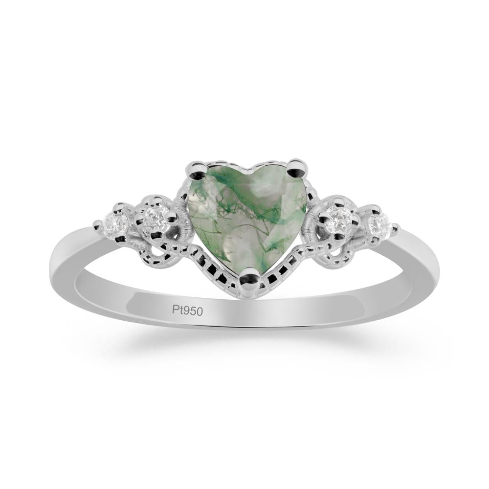 Creative Heart Shaped Moss Agate Ring - LUO Jewelry #metal_platinum