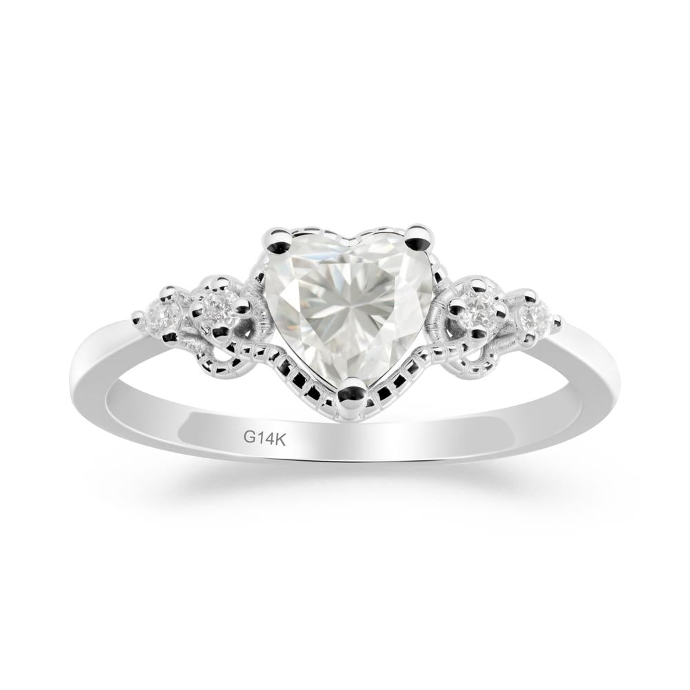 Creative Heart Shaped Moissanite Ring - LUO Jewelry #metal_14k white gold