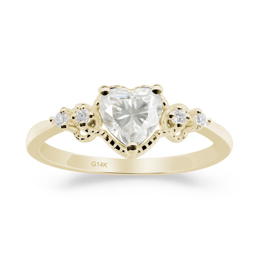 Creative Heart Shaped Moissanite Ring - LUO Jewelry #metal_14k yellow gold