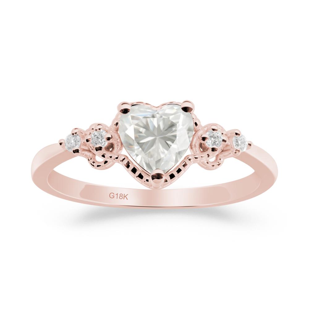 Creative Heart Shaped Moissanite Ring - LUO Jewelry #metal_18k rose gold