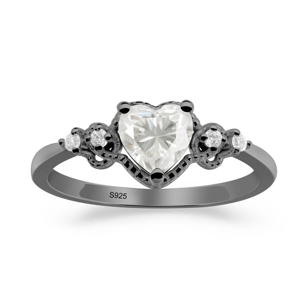 Creative Heart Shaped Moissanite Ring - LUO Jewelry #metal_black finish sterling silver