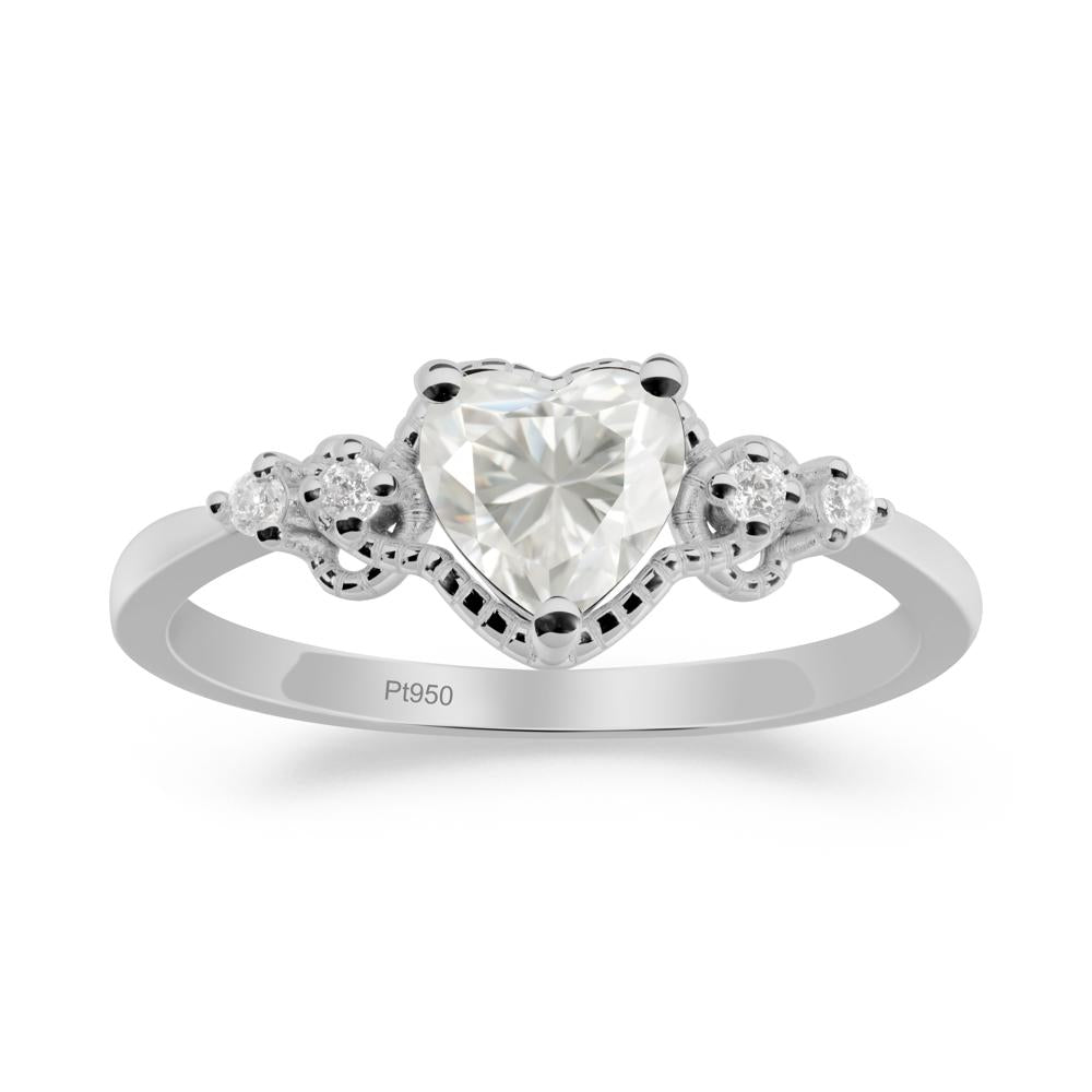 Creative Heart Shaped Moissanite Ring - LUO Jewelry #metal_platinum