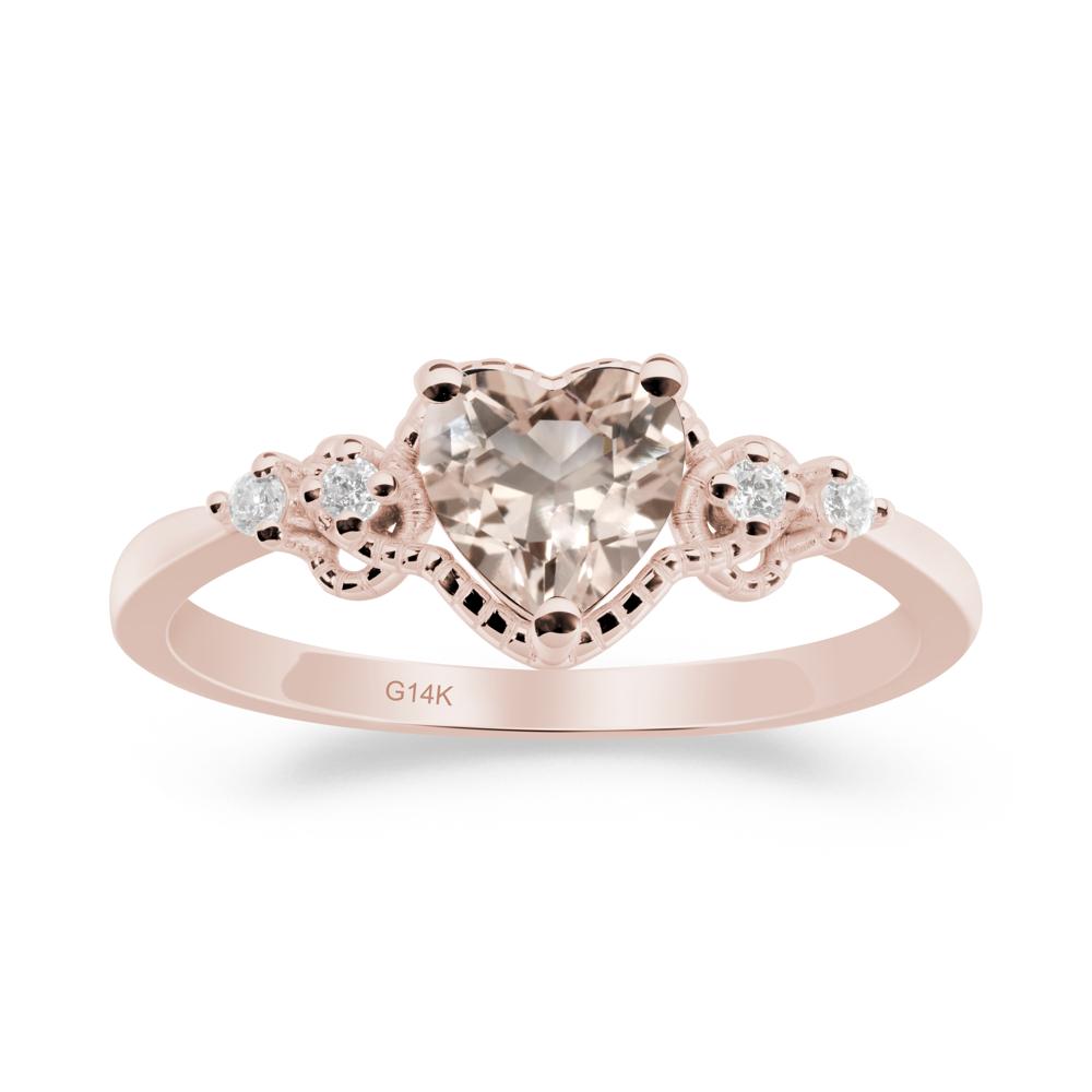 Creative Heart Shaped Morganite Ring - LUO Jewelry #metal_14k rose gold