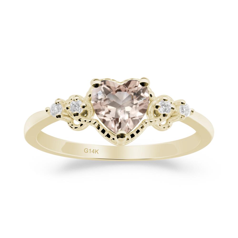 Creative Heart Shaped Morganite Ring - LUO Jewelry #metal_14k yellow gold