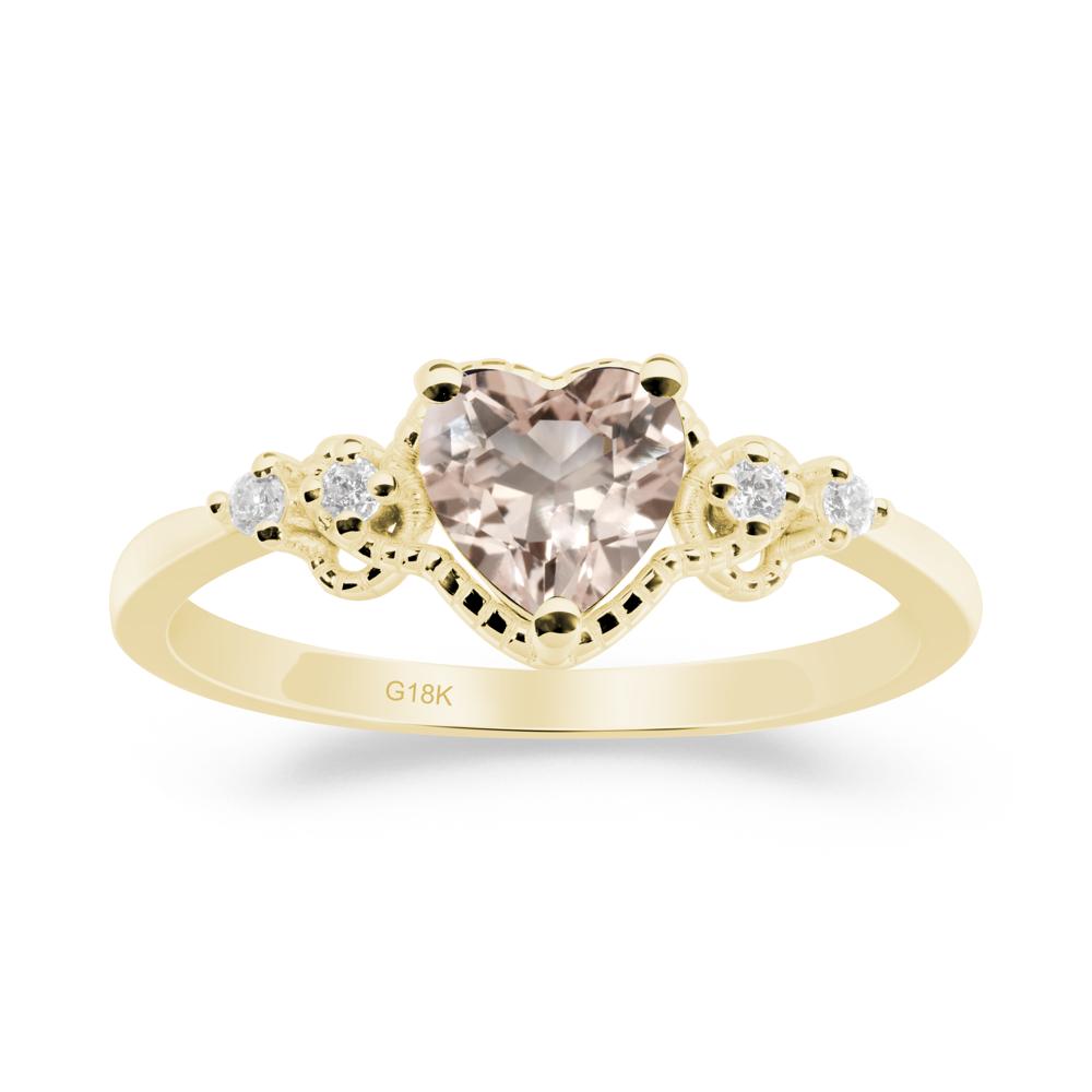Creative Heart Shaped Morganite Ring - LUO Jewelry #metal_18k yellow gold