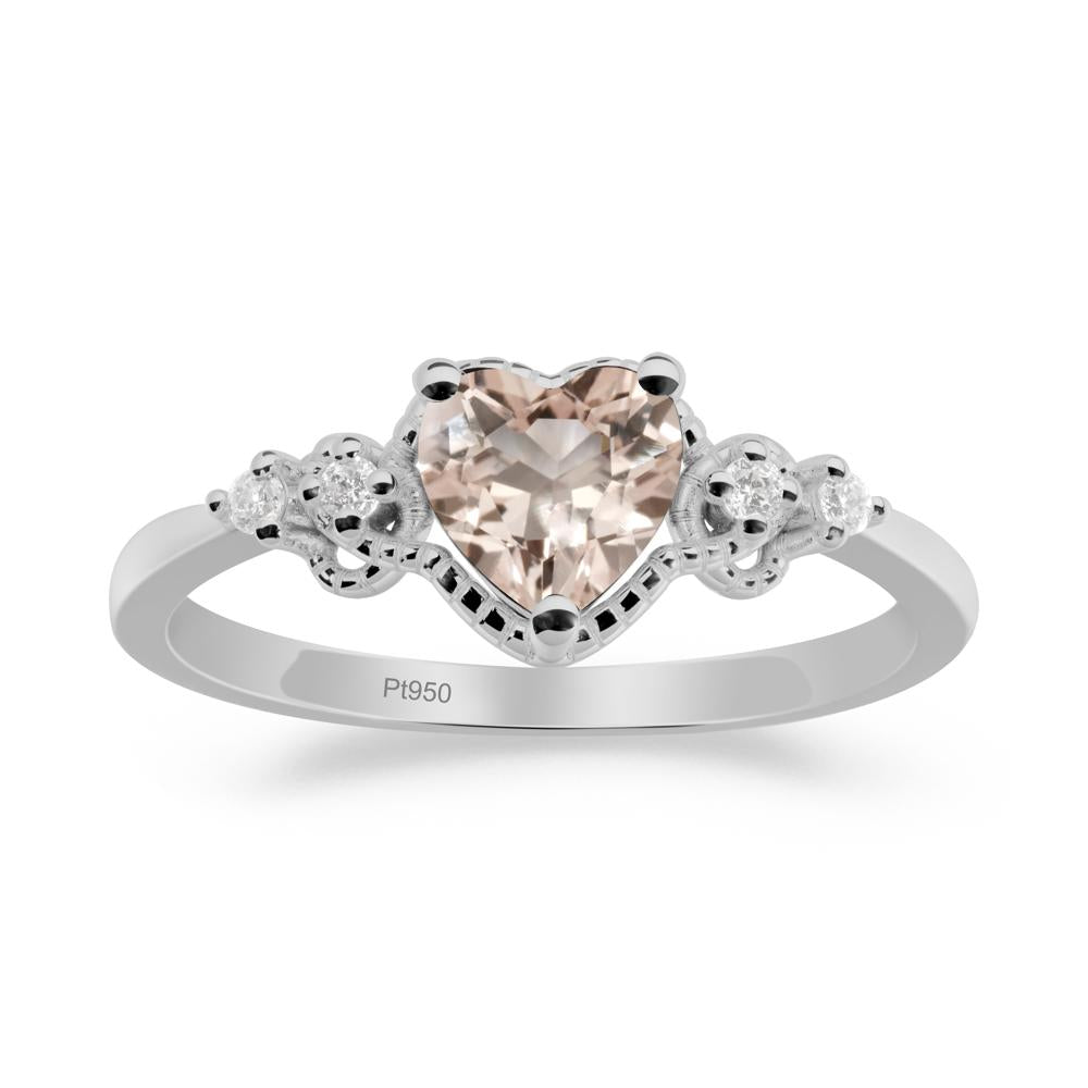 Creative Heart Shaped Morganite Ring - LUO Jewelry #metal_platinum