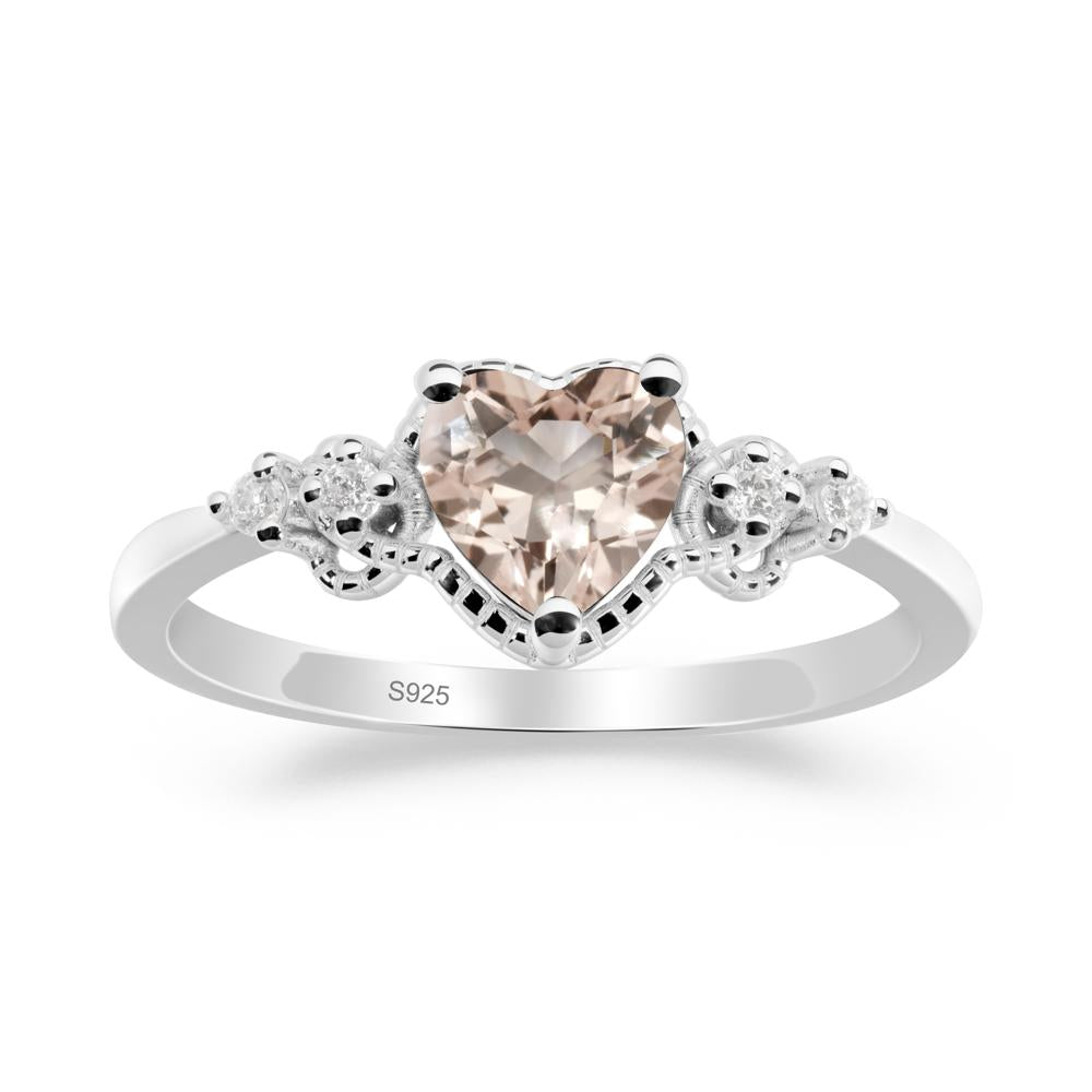 Creative Heart Shaped Morganite Ring - LUO Jewelry #metal_sterling silver