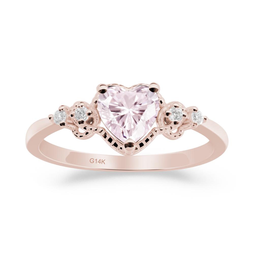 Pink Cubic Zirconia Ring with Milgrain Halo - LUO Jewelry #metal_14k rose gold