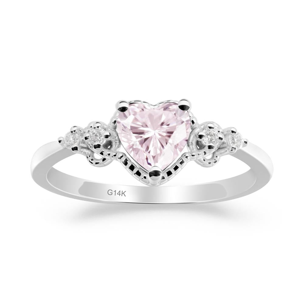 Pink Cubic Zirconia Ring with Milgrain Halo - LUO Jewelry #metal_14k white gold