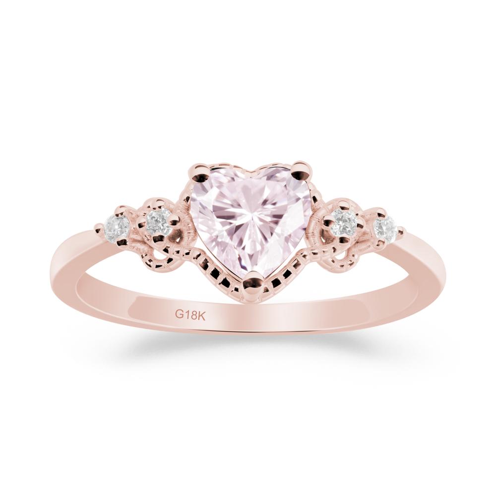 Pink Cubic Zirconia Ring with Milgrain Halo - LUO Jewelry #metal_18k rose gold