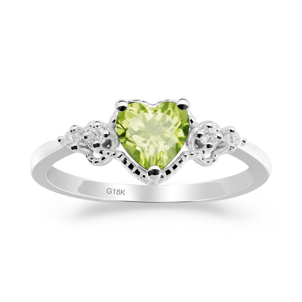 Peridot Ring with Milgrain Halo - LUO Jewelry #metal_18k white gold