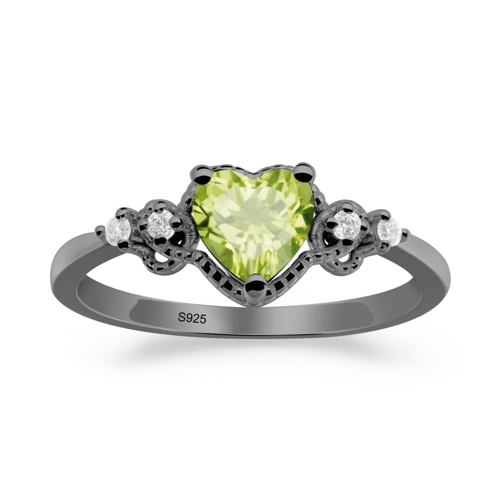 Peridot Ring with Milgrain Halo - LUO Jewelry #metal_black finish sterling silver