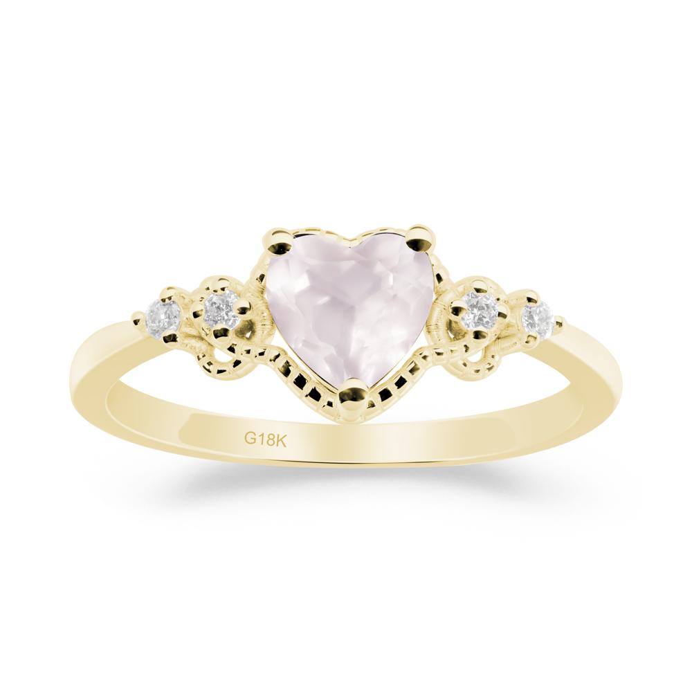 Rose Quartz Ring with Milgrain Halo - LUO Jewelry #metal_18k yellow gold