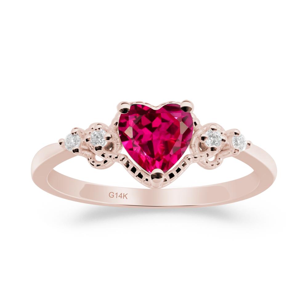 Creative Heart Shaped Ruby Ring - LUO Jewelry #metal_14k rose gold