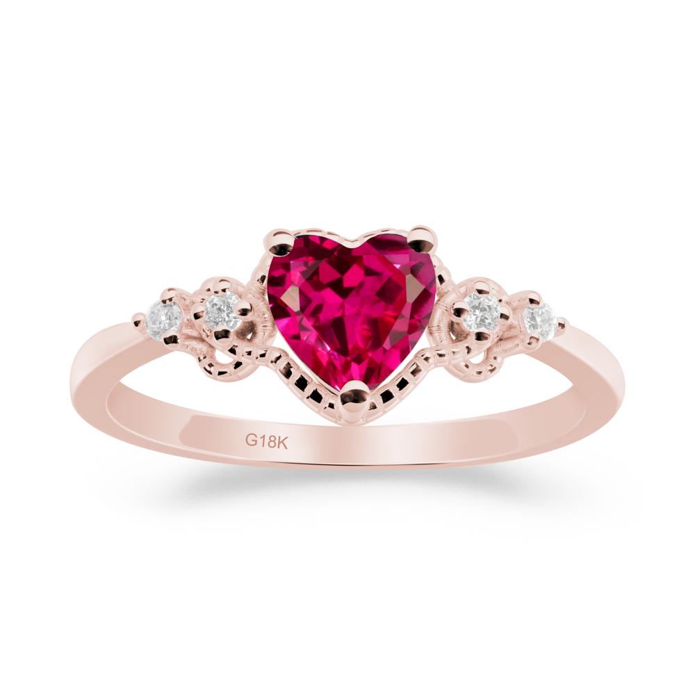 Creative Heart Shaped Ruby Ring - LUO Jewelry #metal_18k rose gold