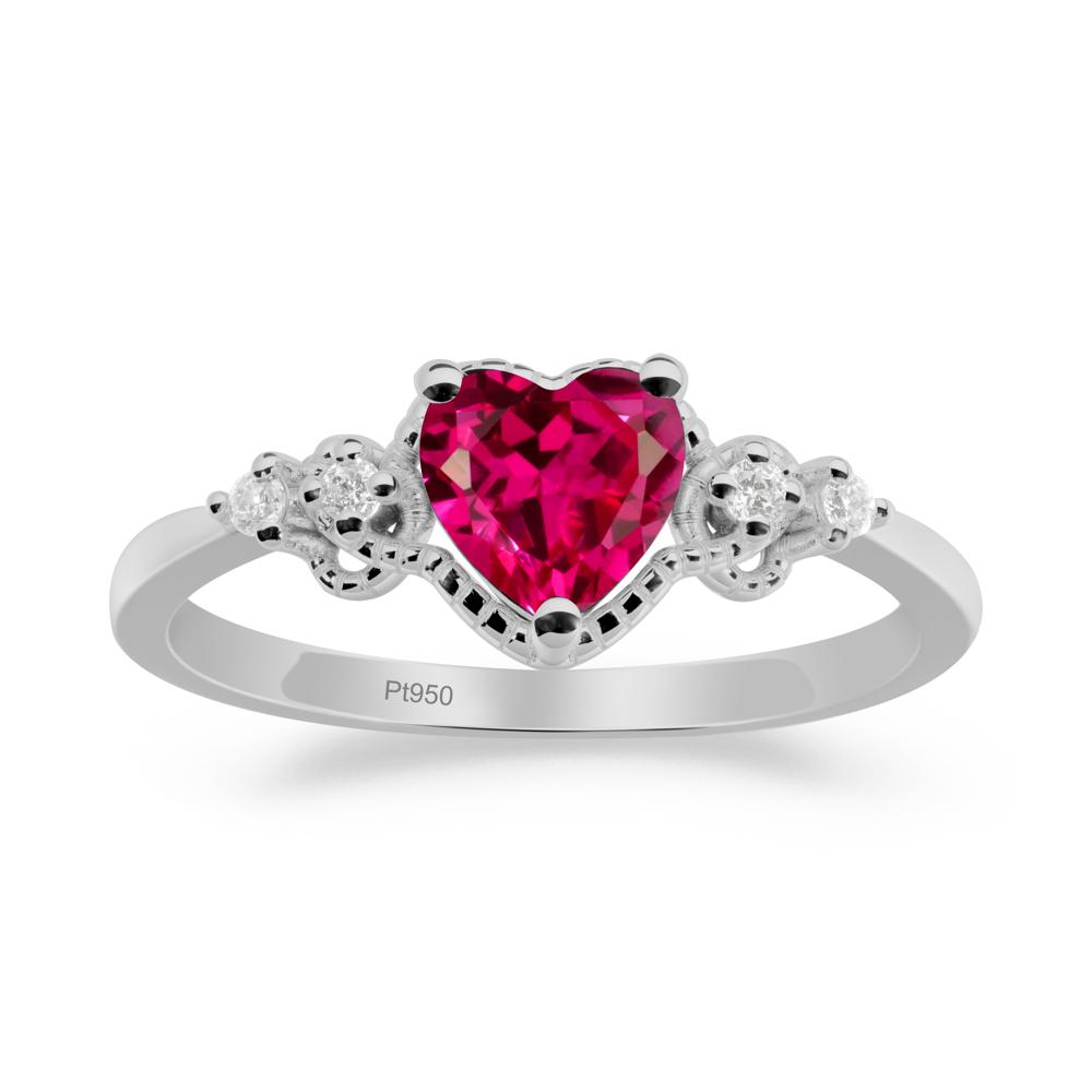 Creative Heart Shaped Ruby Ring - LUO Jewelry #metal_platinum