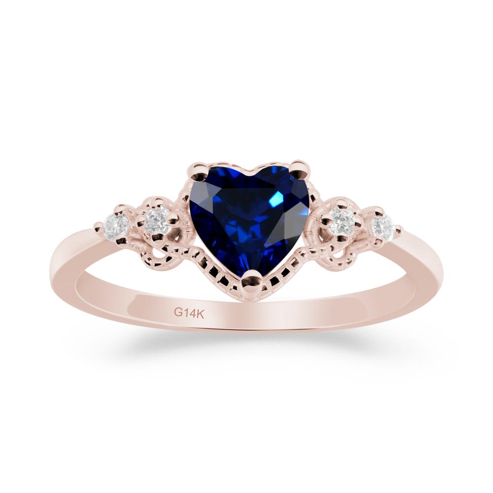 Sapphire Ring with Milgrain Halo - LUO Jewelry #metal_14k rose gold