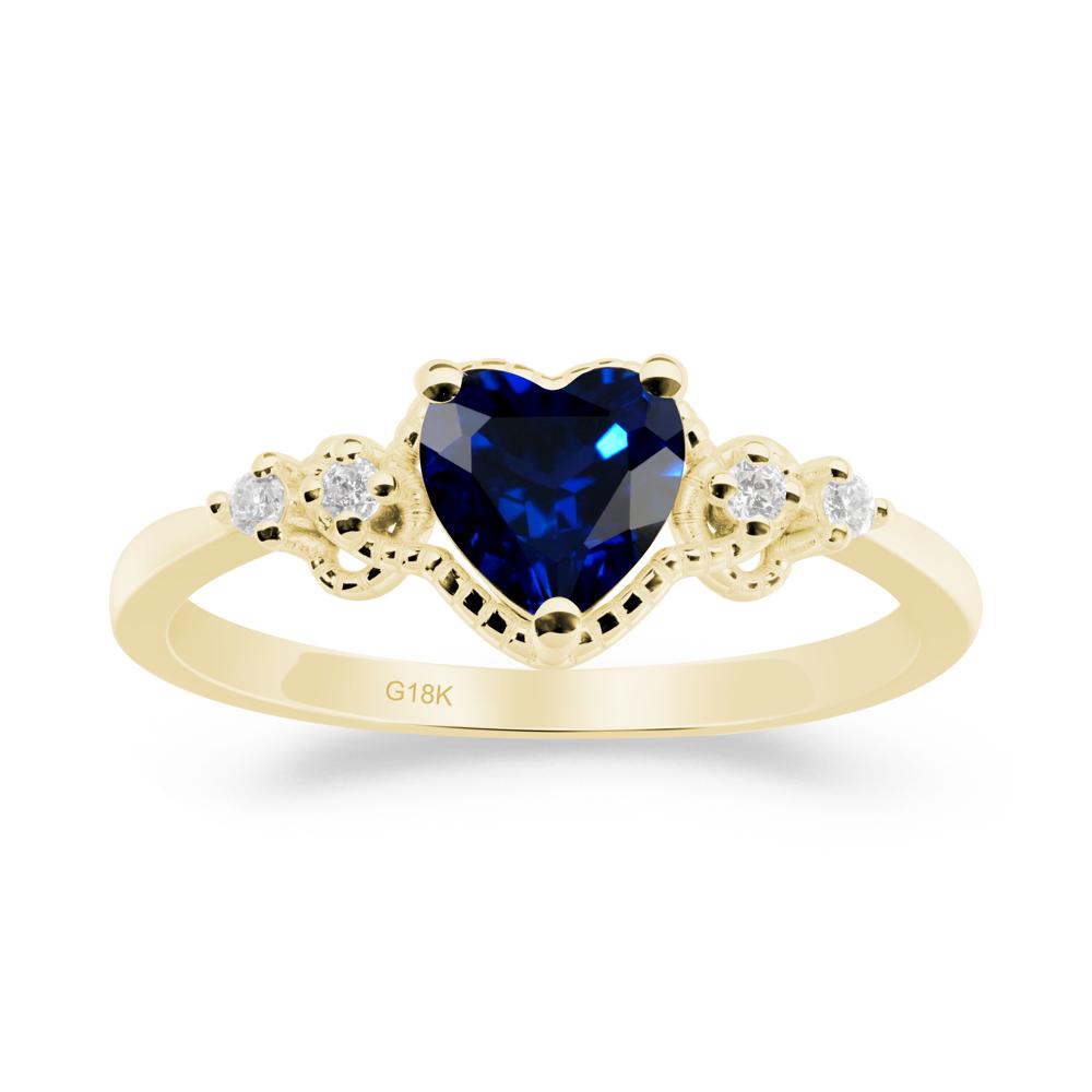 Sapphire Ring with Milgrain Halo - LUO Jewelry #metal_18k yellow gold