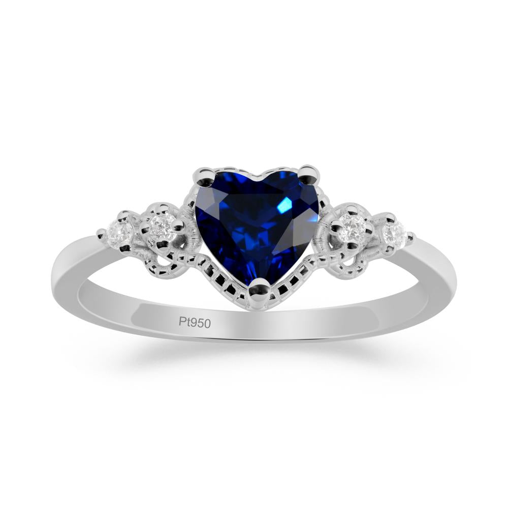 Sapphire Ring with Milgrain Halo - LUO Jewelry #metal_platinum