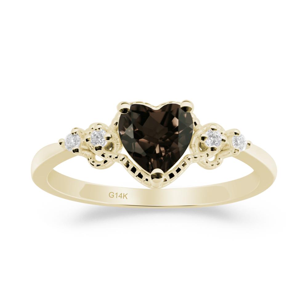 Creative Heart Shaped Smoky Quartz Ring - LUO Jewelry #metal_14k yellow gold