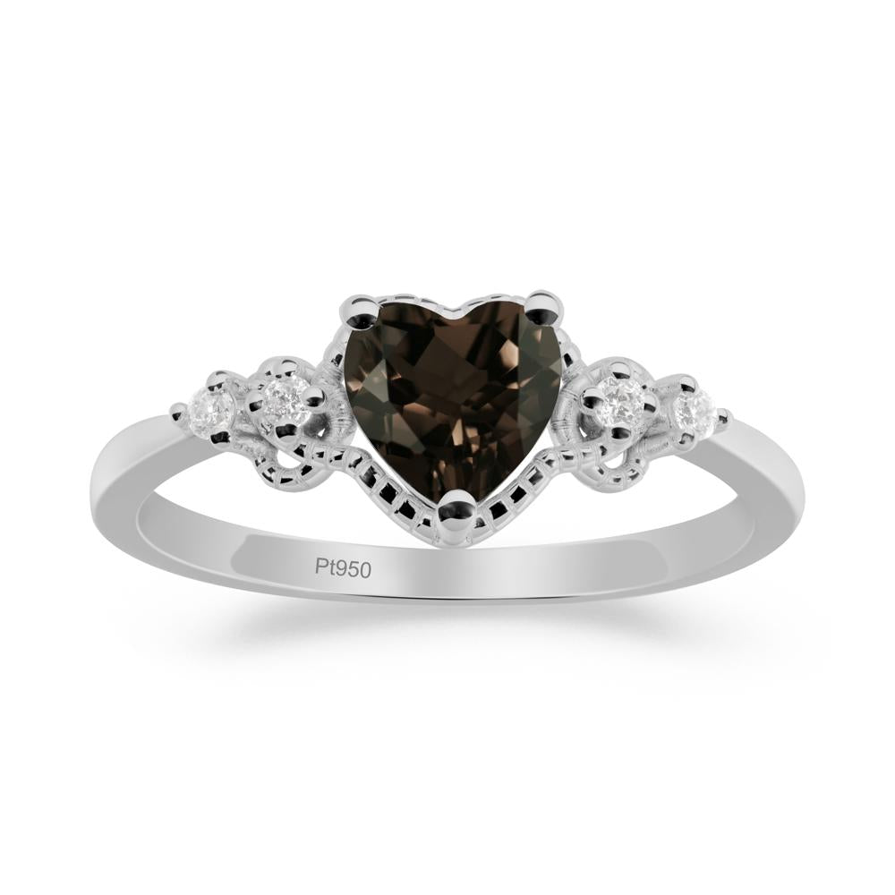 Creative Heart Shaped Smoky Quartz Ring - LUO Jewelry #metal_platinum
