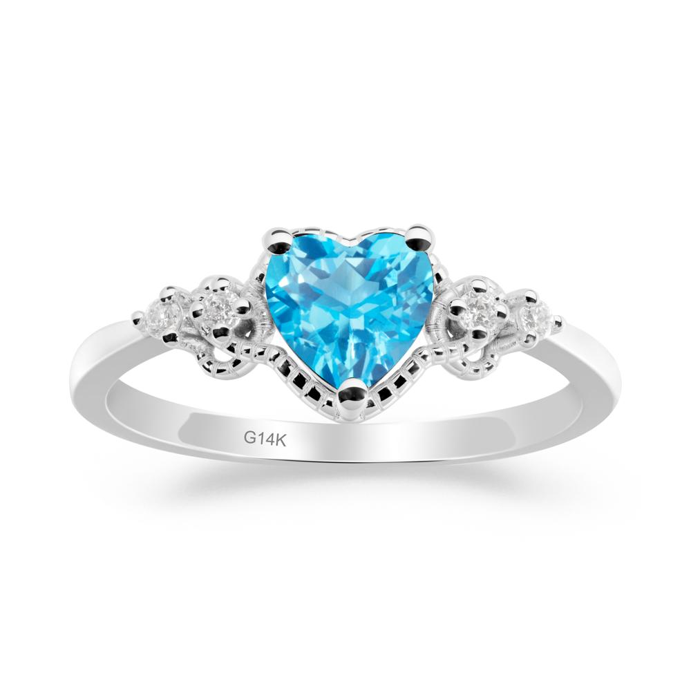 Creative Heart Shaped Swiss Blue Topaz Ring - LUO Jewelry #metal_14k white gold