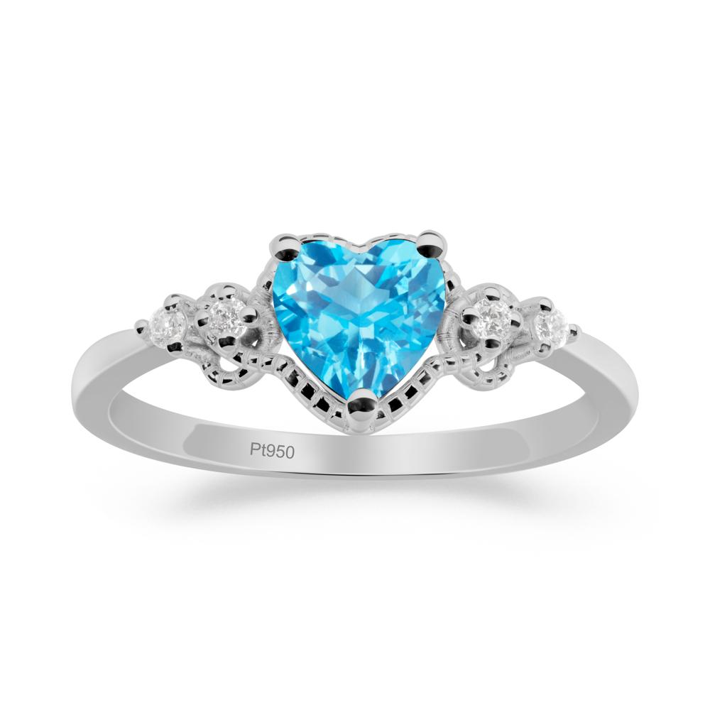 Creative Heart Shaped Swiss Blue Topaz Ring - LUO Jewelry #metal_platinum