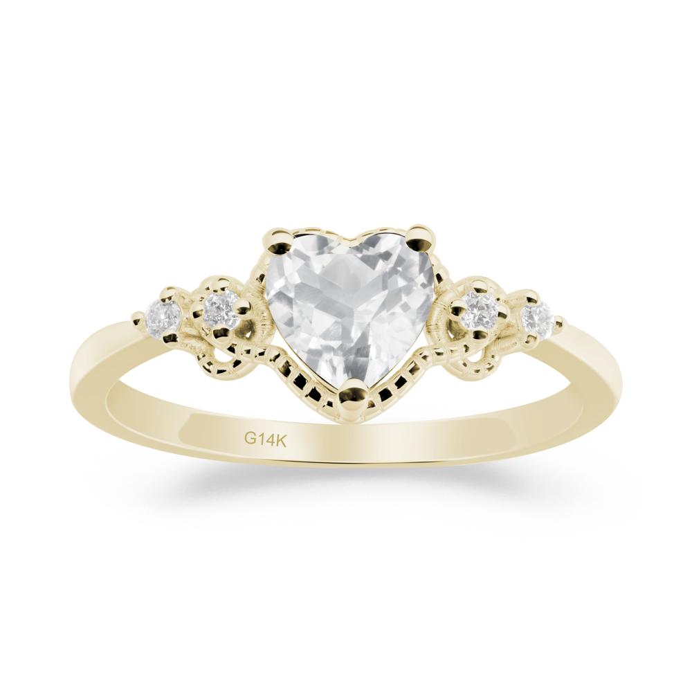 Creative Heart Shaped White Topaz Ring - LUO Jewelry #metal_14k yellow gold