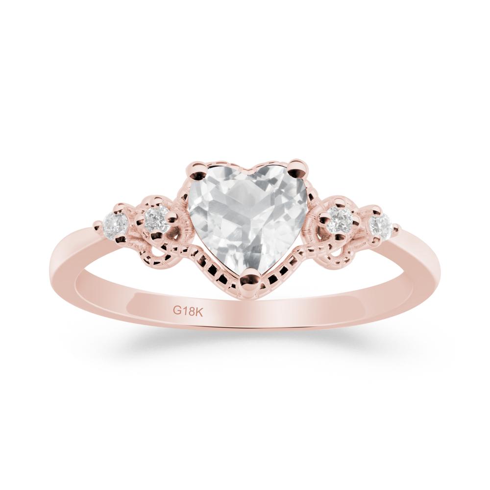 Creative Heart Shaped White Topaz Ring - LUO Jewelry #metal_18k rose gold