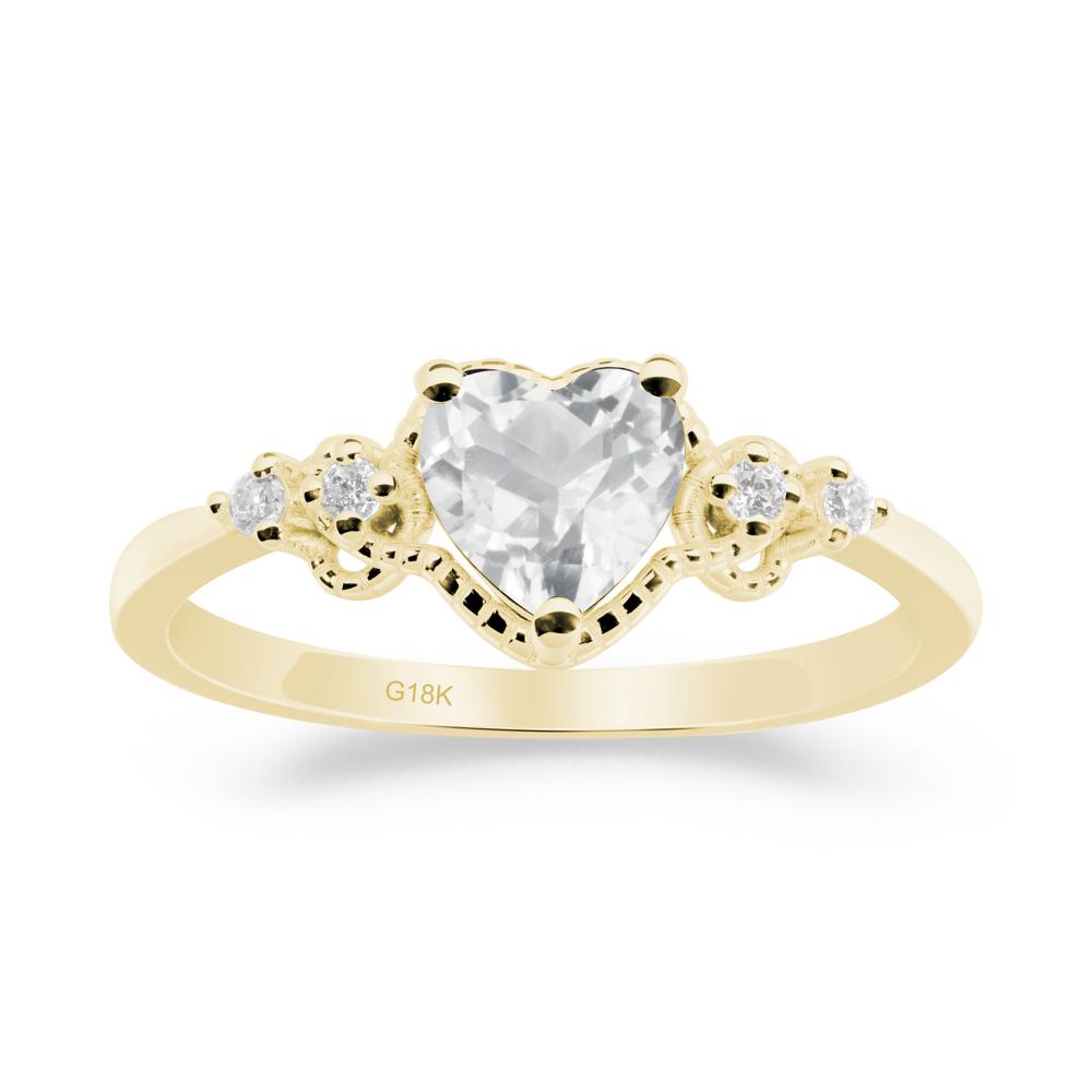Creative Heart Shaped White Topaz Ring - LUO Jewelry #metal_18k yellow gold