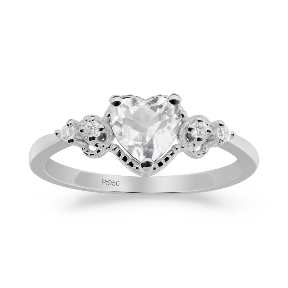 Creative Heart Shaped White Topaz Ring - LUO Jewelry #metal_platinum